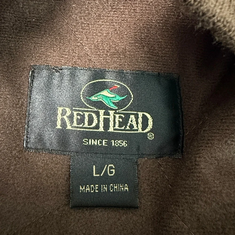 RedHead Mens Chocolate Brown Nylon Bomber Jacket L/G Insulated Pockets‎ Hunting